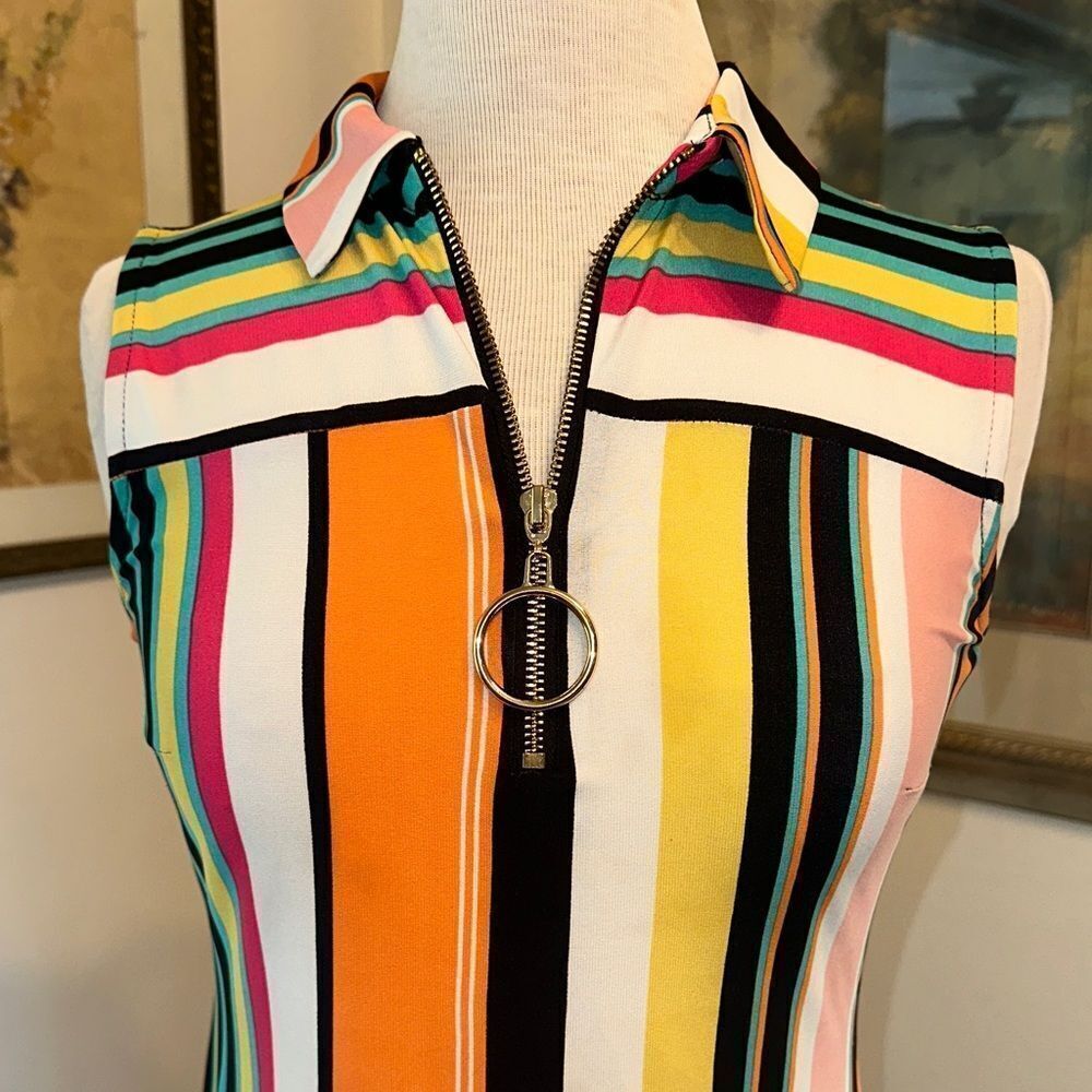 MSK PETITE Multicolor Striped Sleeveless Dress Size PS - Picture 2 of 11